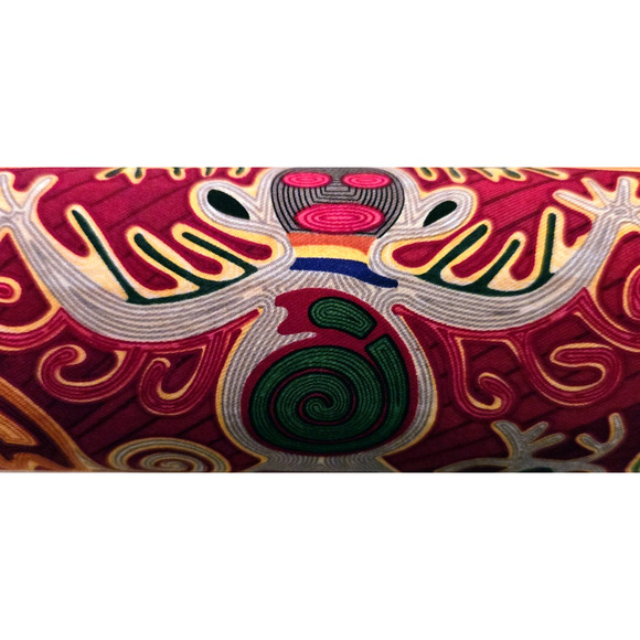 100% Silk Pineda Covalin Clutch Purse Mexico Colorful Mola Design - Picture 9 of 12